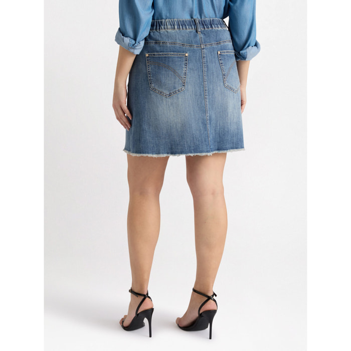 Fiorella Rubino - Mini gonna in denim con strappi - Azzurro