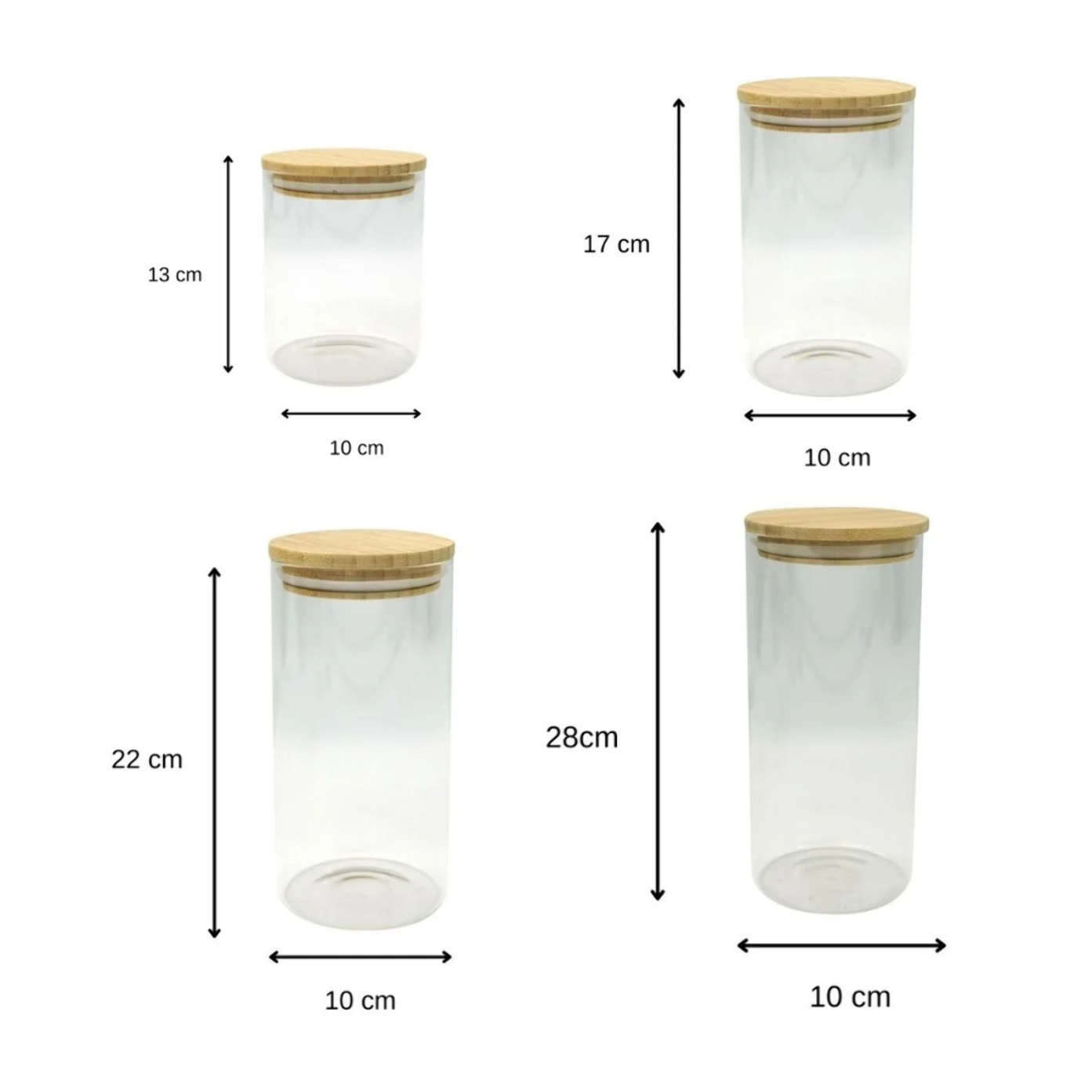 Set de 4 boîtes de conservation en verre avec couvercle en Bambou Fackelmann Nature