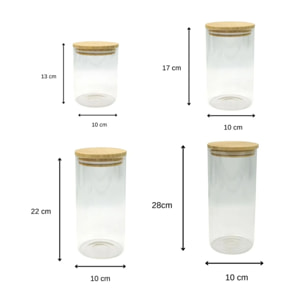 Set de 4 boîtes de conservation en verre avec couvercle en Bambou Fackelmann Nature