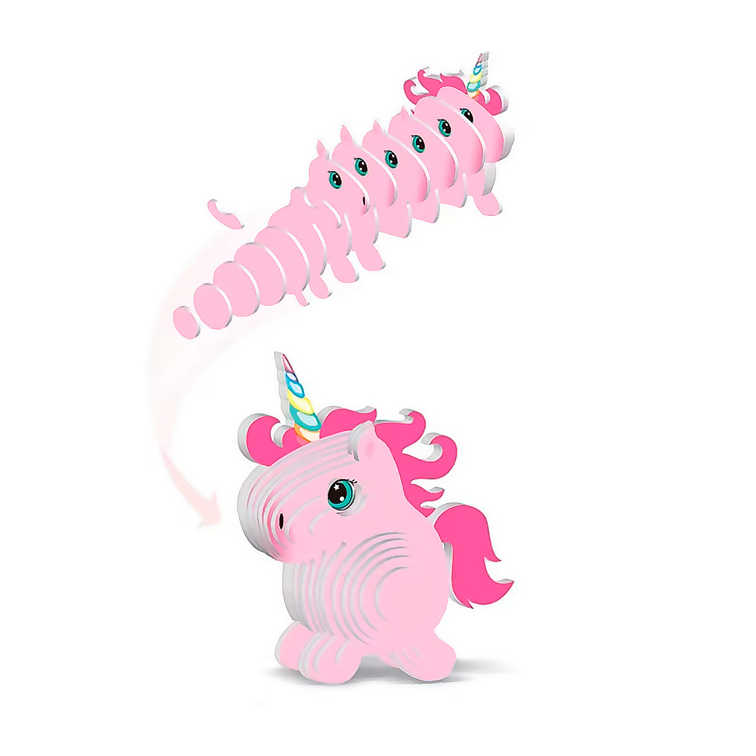 Puzzle 3D in cartone con rilievo. Design di Unicorno.