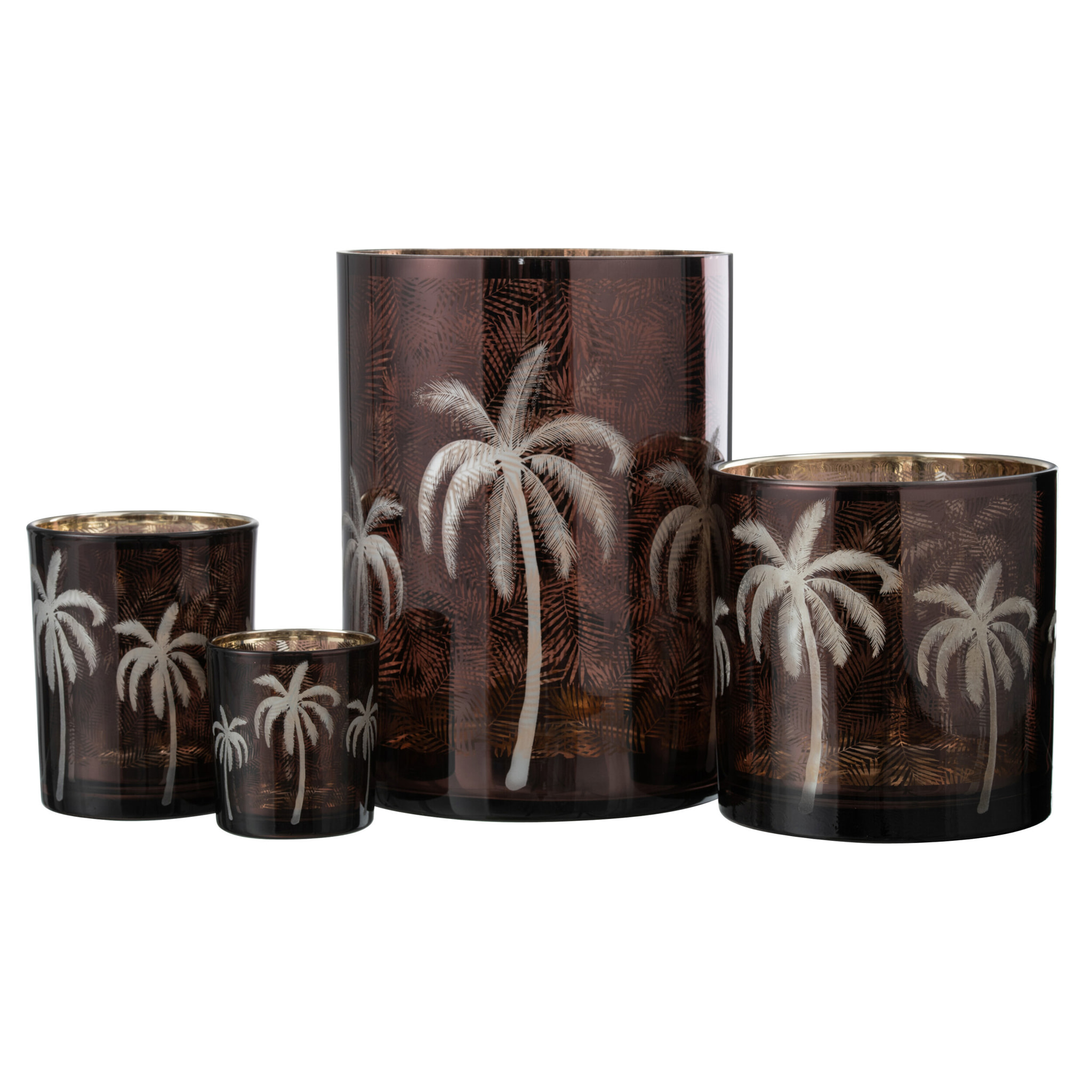 J-Line photophore Palmier - verre - marron - extra large