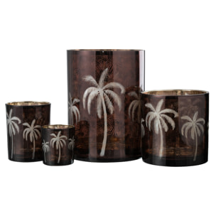 J-Line photophore Palmier - verre - marron - extra large