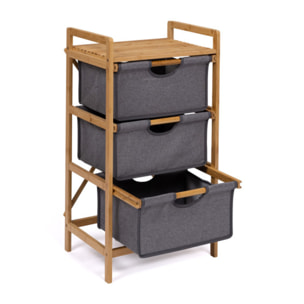 Meuble multi rangements Maya 3 tiroirs en bois et tissu
