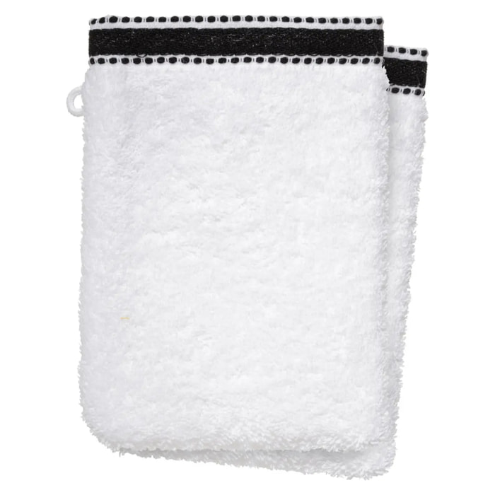 Lot de 2 gants de toilette "Joia" blanc 15x21cm
