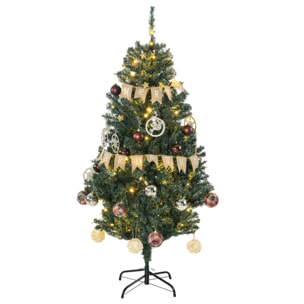 Árbol de Navidad Artificial 150 cm con 100 Luces LED con 8 Modos de Iluminación Árbol de Navideño con 472 Ramas y 80 Decoraciones Árbol Automático Acero Ø91x150 cm Verde