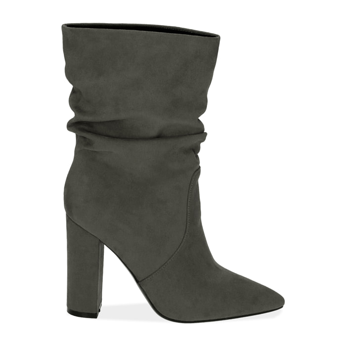 Ankle boots grigi in microfibra, tacco 10,5 cm