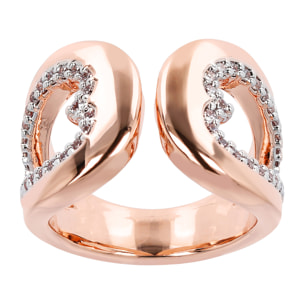 Anello Doppio Cuore in Golden Rosé con Cubic Zirconia Placcato Oro Rosa 18k