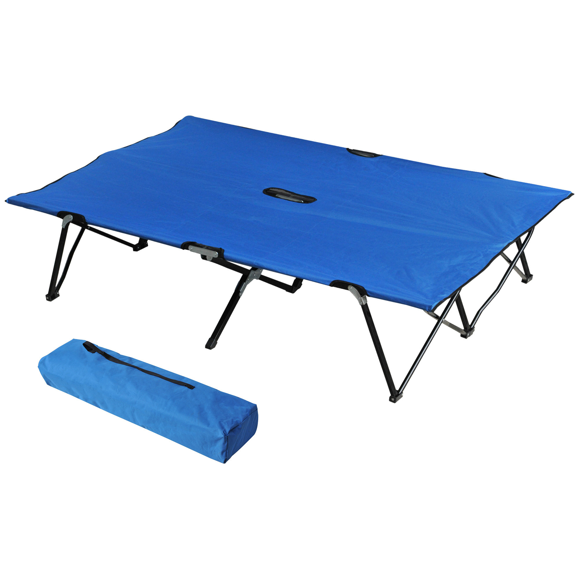 Cama de Camping Plegable Cama de Acampada con Bolsa de Transporte y Marco Metálico Carga 136 kg para Playa Senderismo 193x125x40 cm Azul