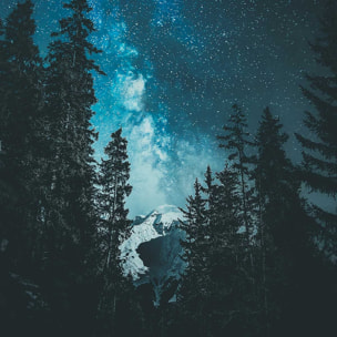 Affiche paysage voie lactée alpine Affiche + cadre en bois - Chêne