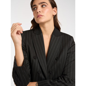 Elena Mirò - Blazer in tessuto gessato - Nero