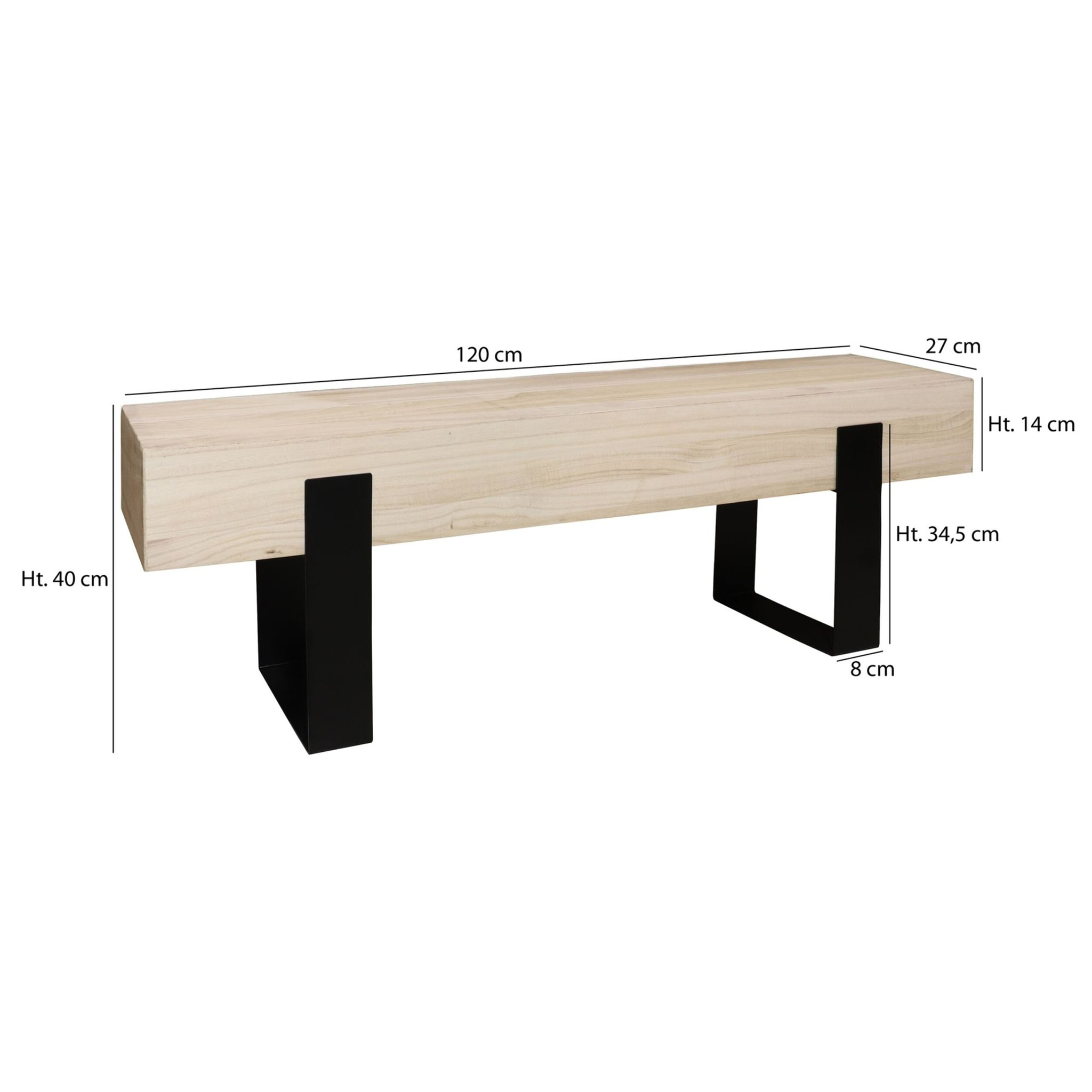 Banc en bois et pieds en métal noir ORA
