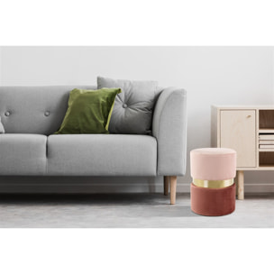 Pouf Sgabello Gipsy in Velluto Rosa e Oro