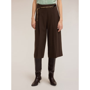 Motivi - Pantalones cropped de franela con cadena - Marrón