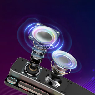 Barra de sonido SH39 Bluetooth 5.4 con teclas mecánicas, pantalla y luz RGB. Batería de 3600mAh. Gaming, home cinema.