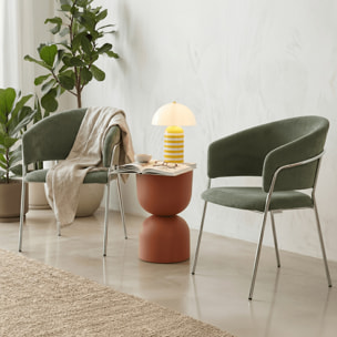 Lot de 2 chaises en velours côtelé, piètement chromé - ISYA