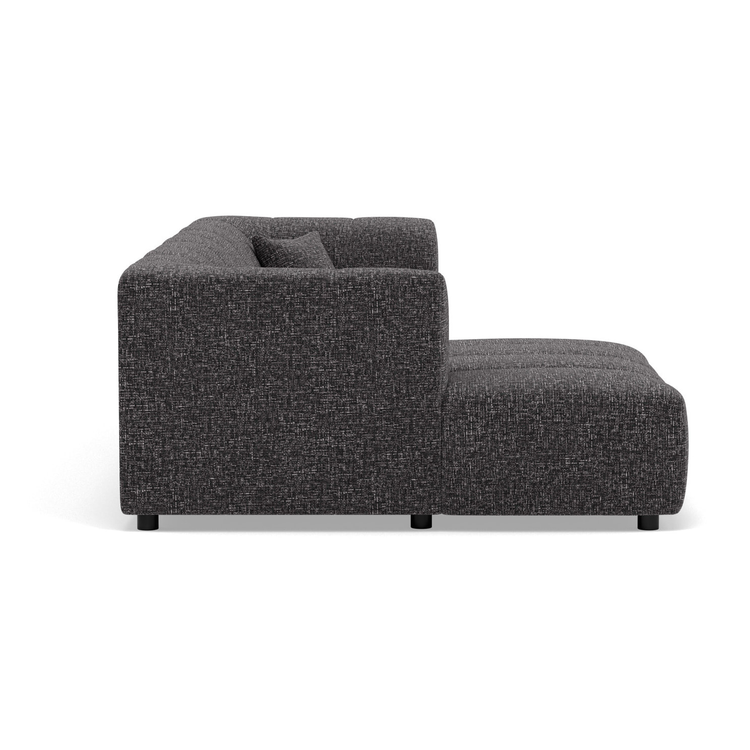 Curtis - canapé d'angle gauche 4 places avec accoudoir en tissu texturé - Gris foncé