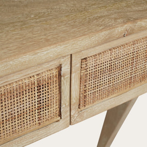 Bureau Sienna -bois massif de manguier et rotin-couleur arabica 120 x 78 x 50 cm
