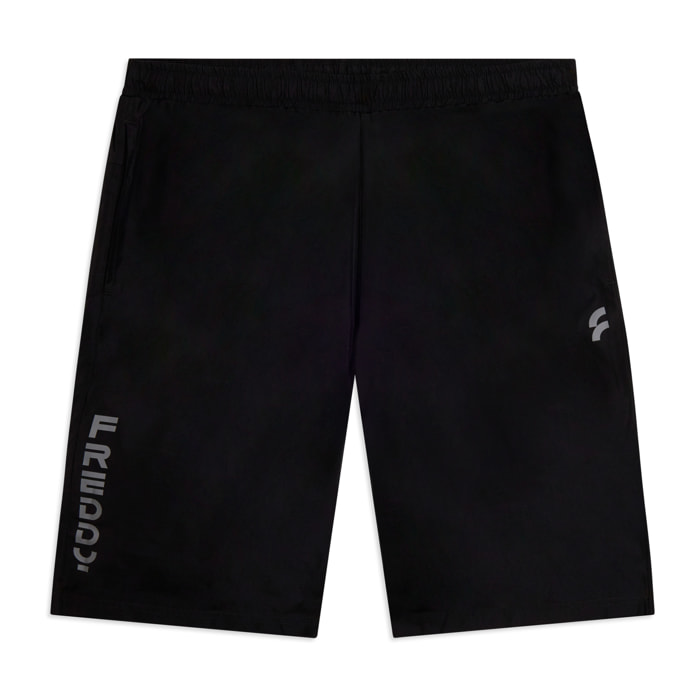 Pantaloni corti uomo tecnici con logo verticale