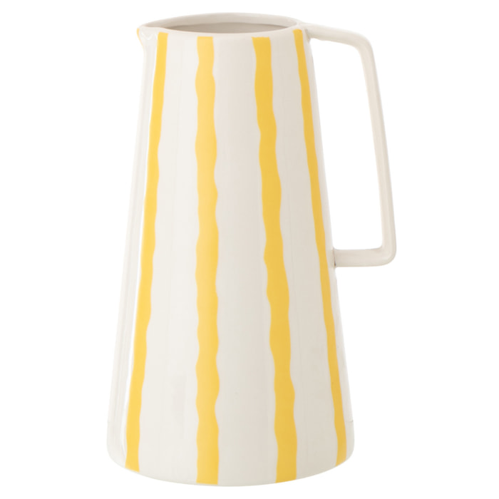 J-Line Carafe Lignée Dolomite - céramique - blanc/jaune clair