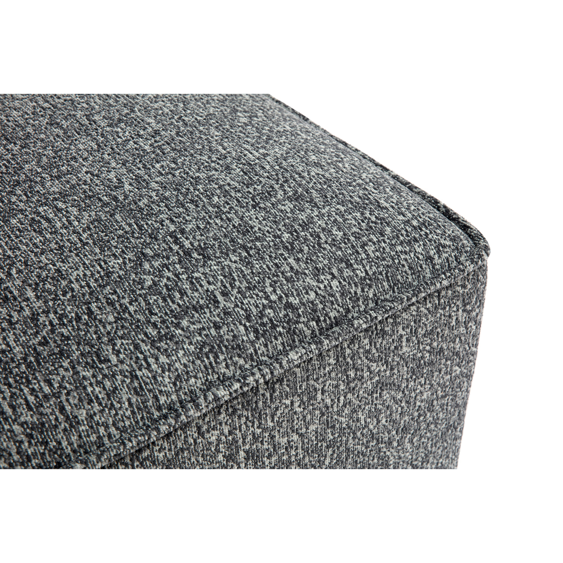 Pouf repose pieds en tissu chiné gris foncé KERRY