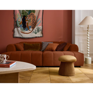 Ray - canapé droit 4 places avec double méridienne - assise profonde - en tissu texturé - Rouille