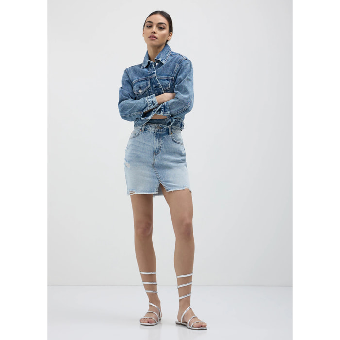 Minigonna in denim con rotture
