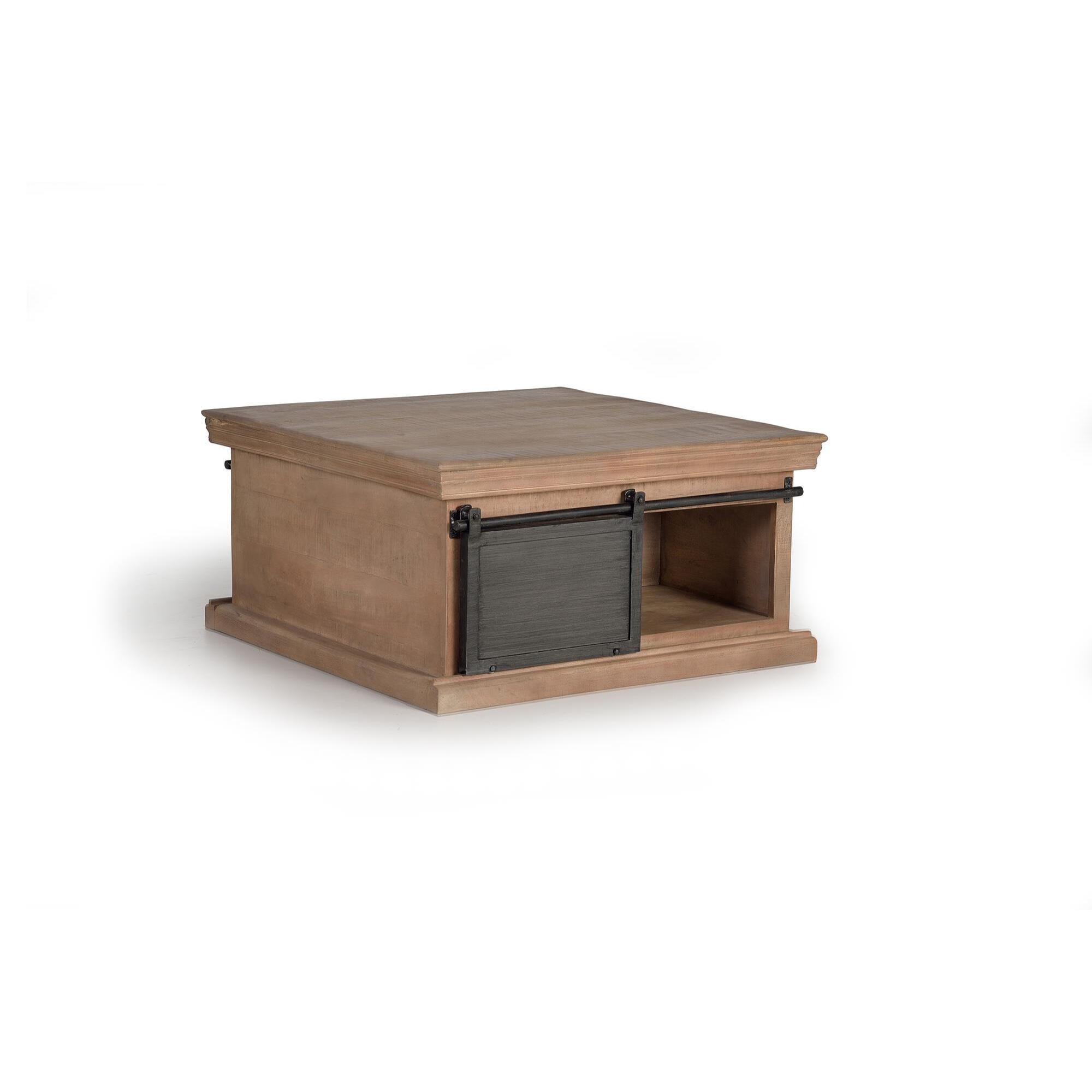 Mesa de centro - madera de mango y metal - 45x90x90cm