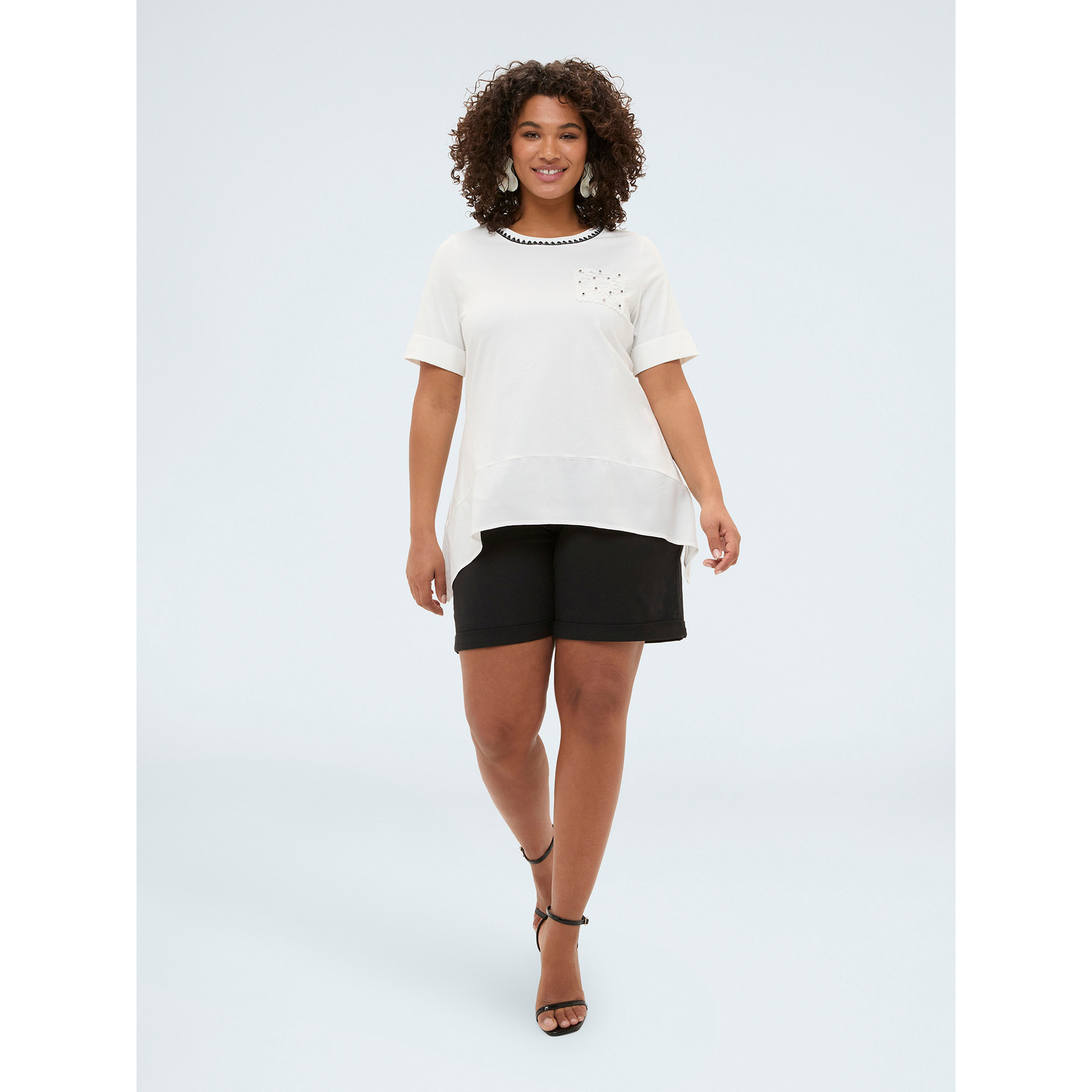 Fiorella Rubino - Camiseta de punto con detalle de ganchillo - Blanco