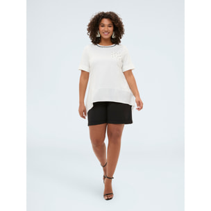 Fiorella Rubino - Camiseta de punto con detalle de ganchillo - Blanco