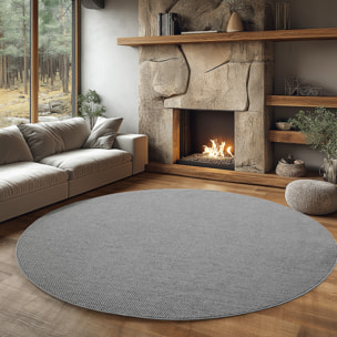 HELIX - Tapis moderne rond effet laine bouclé gris