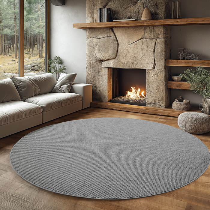 HELIX - Tapis moderne rond effet laine bouclé gris