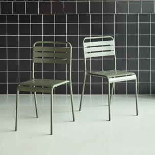 Lot de 2 chaises de jardin acier. 2 places. savane. Amelia. L44 x P52 x H79cm