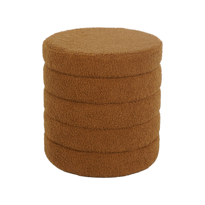 Tabouret en bouclettes rouille avec coffre de rangement intégré