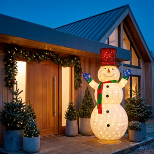 Muñeco de nieve gigante led de 140x96x240 cm, 390 leds blanco frío para exterior e interior y con temporizador