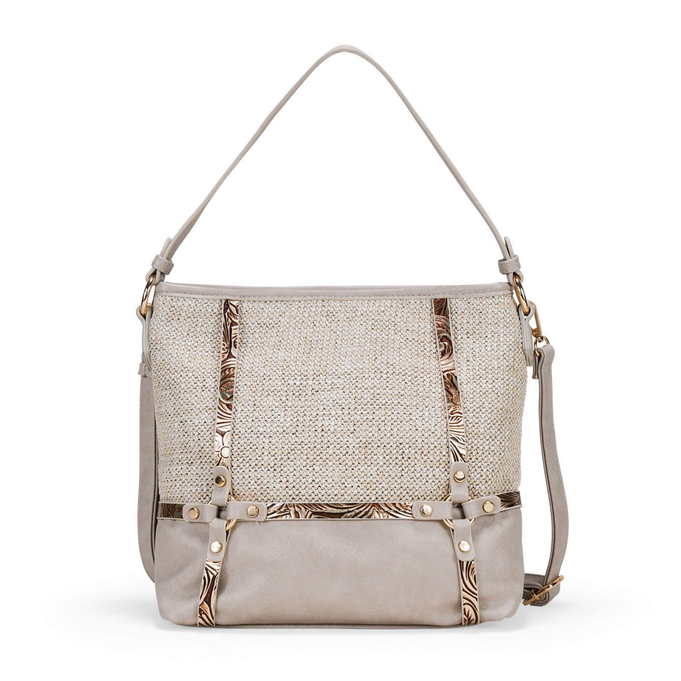 Bolso de hombro tostado con cremallera