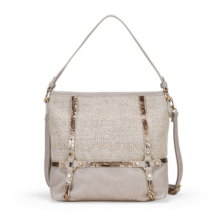 Bolso de hombro tostado con cremallera