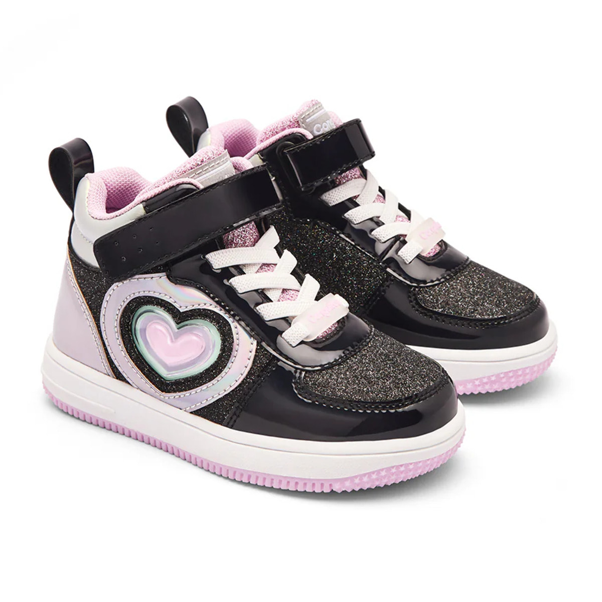 Sneakers luminose da bambina con stampa a cuore