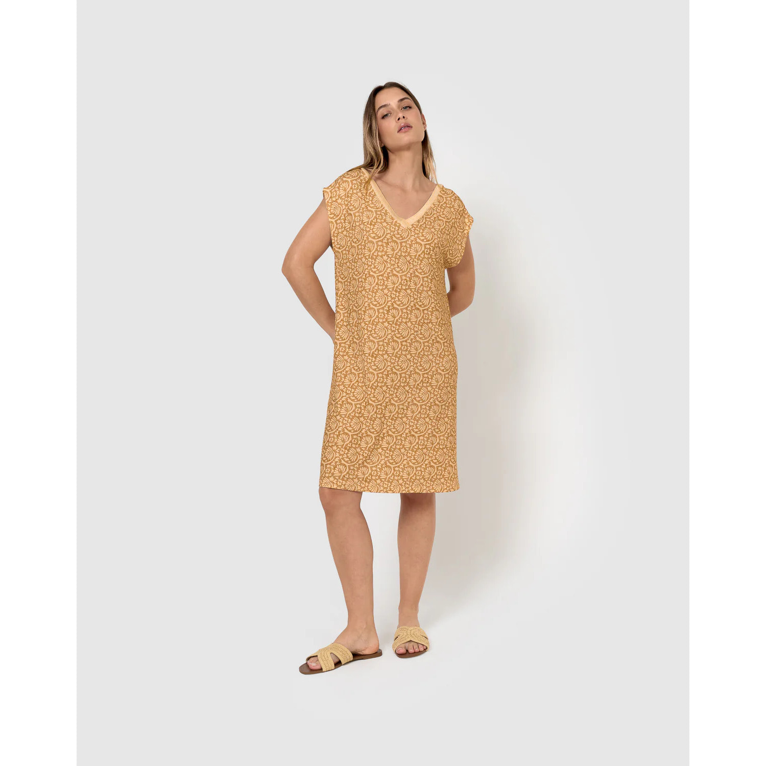 Vestido corto soft diya ocre