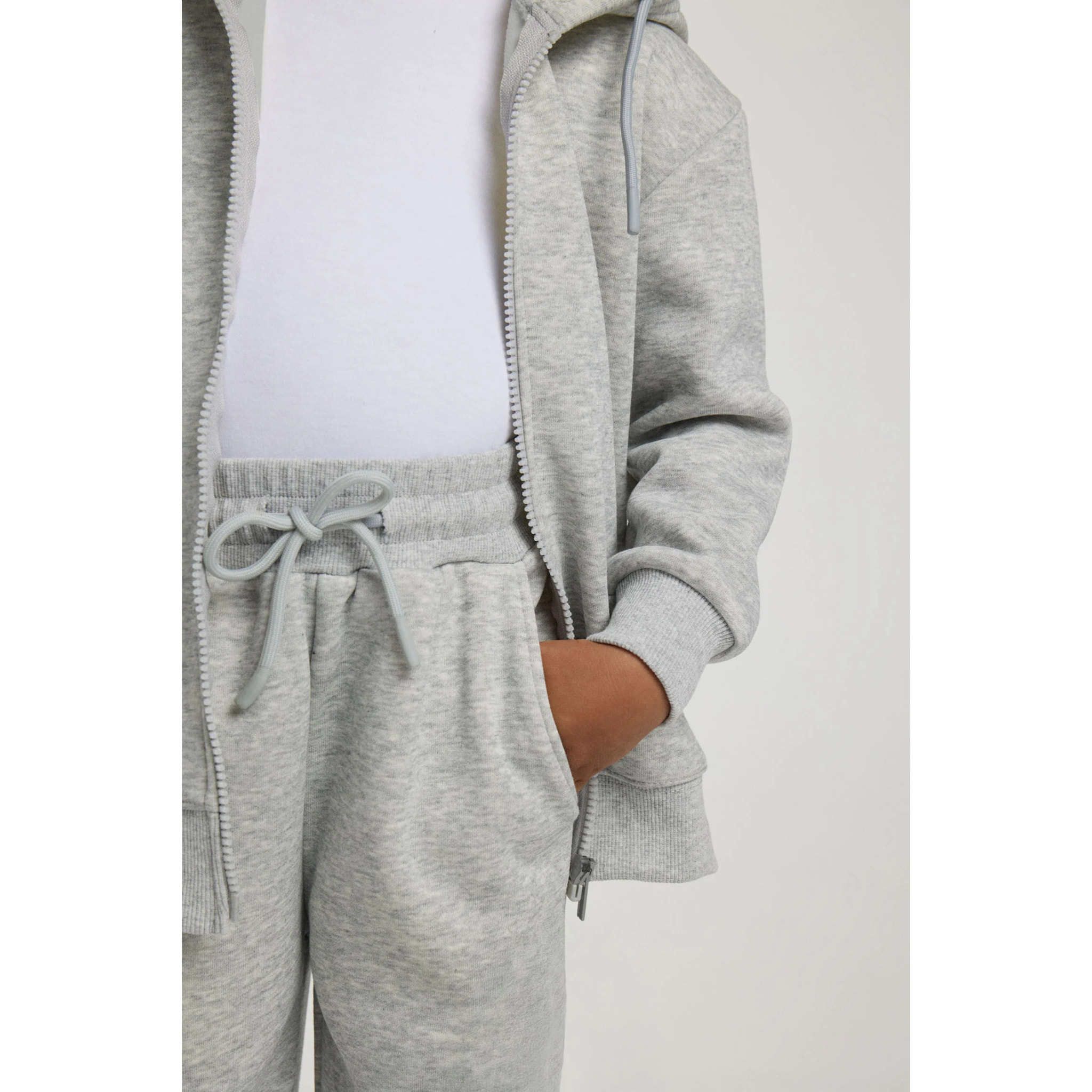 Chándal deportivo de niño afelpado chaqueta y jogger ancho gris