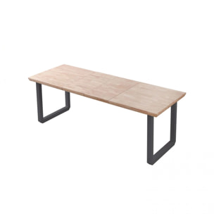 Mesa de comedor extensible con patas metálicas en negro y roble 140-220x80cm Roma Negro - Roble
