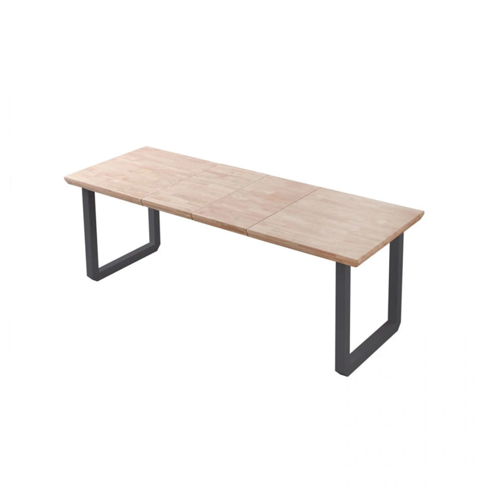 Mesa de comedor extensible con patas metálicas en negro y roble 140-220x80cm Roma Negro - Roble