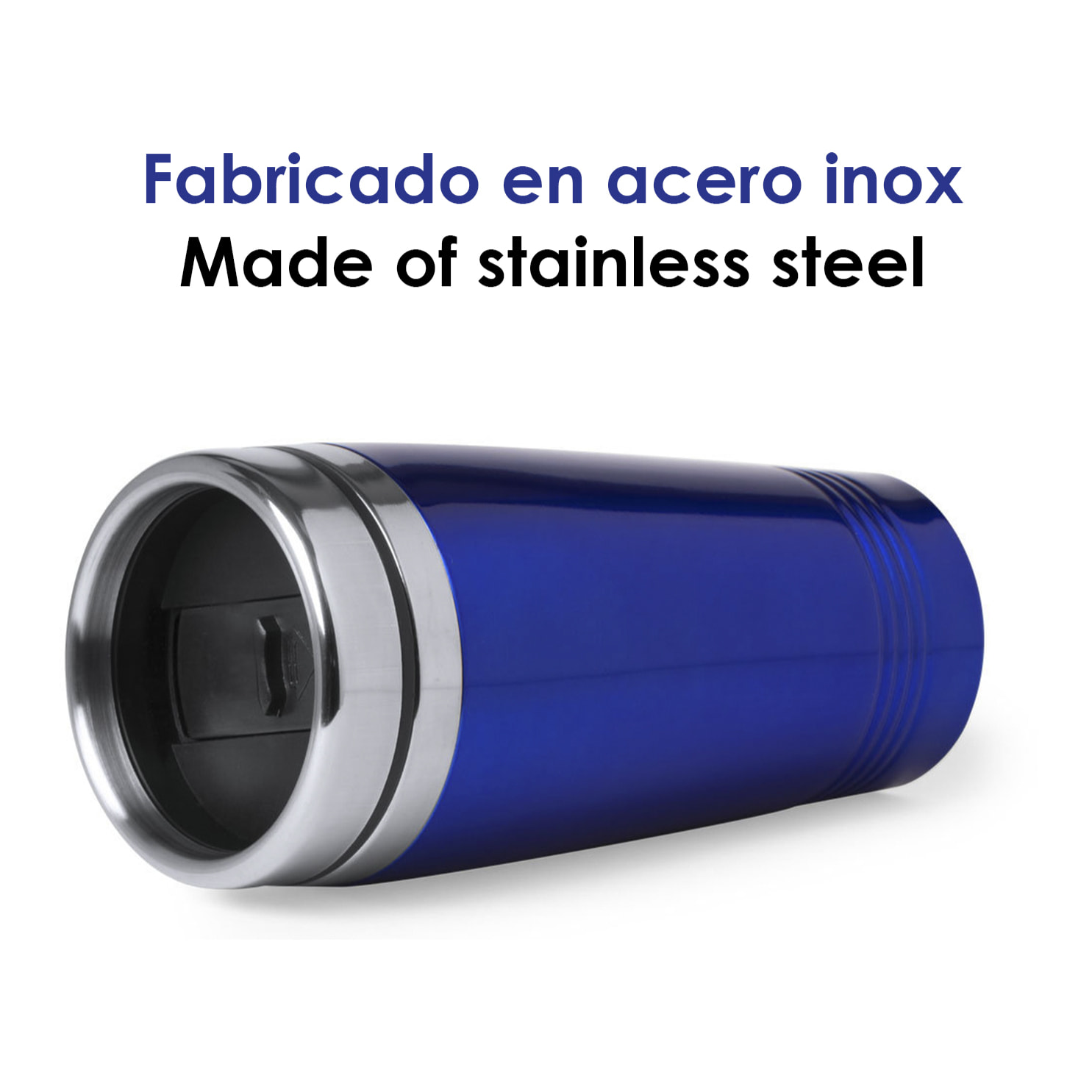 Domex vaso termico freddo/caldo parete inclinata acciaio inox di 450ml, doppia copertura per conservazione della temperatura, coperchio e base imbottiti.