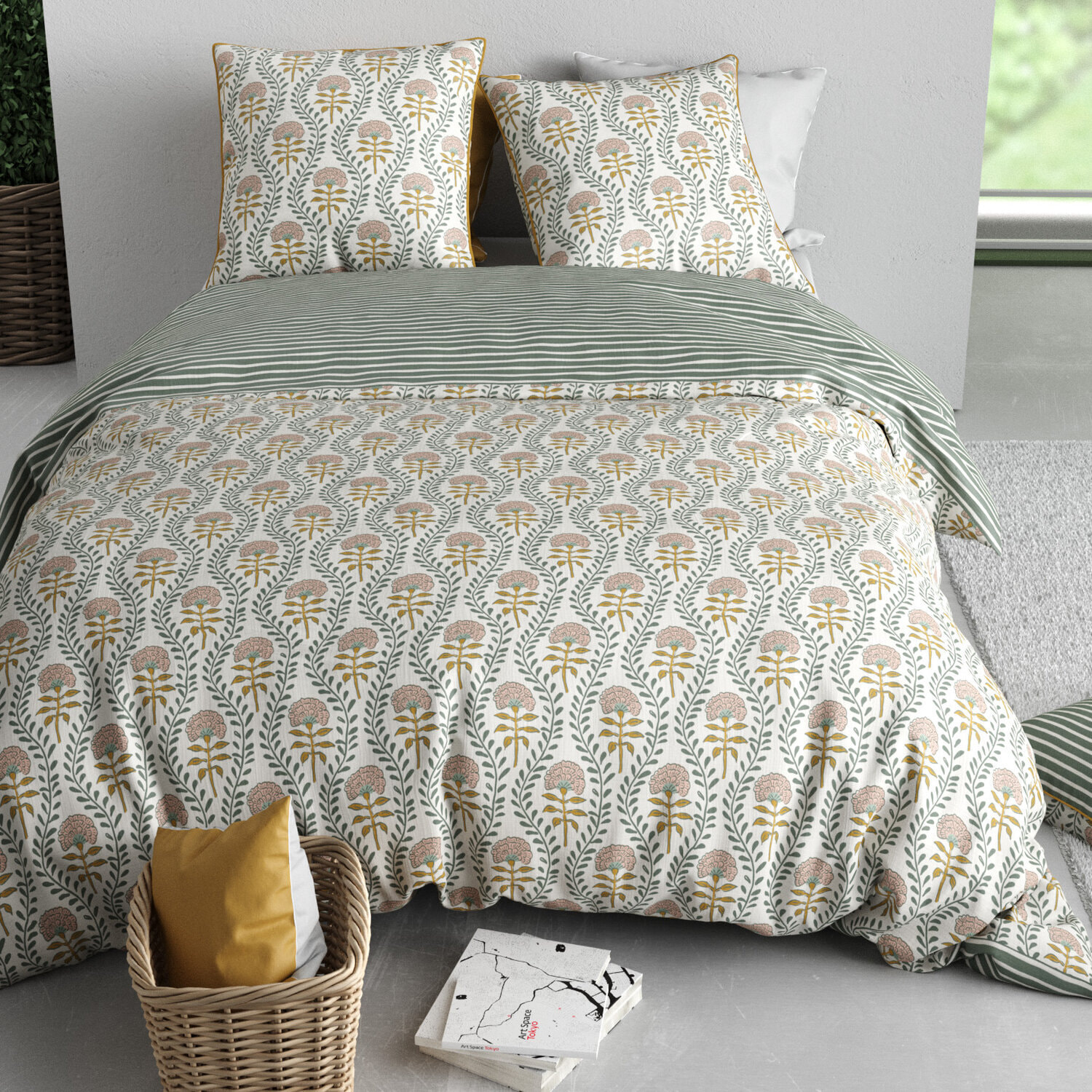 Parure housse de couette 3pcs 100% coton 57 fils pietra