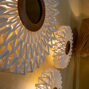 Applique en tissu blanc cassé avec miroir 40cm MATAHARI