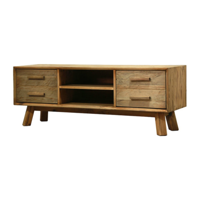 Meuble TV en pin recyclé 4 tiroirs & 2 niches - ORIGIN