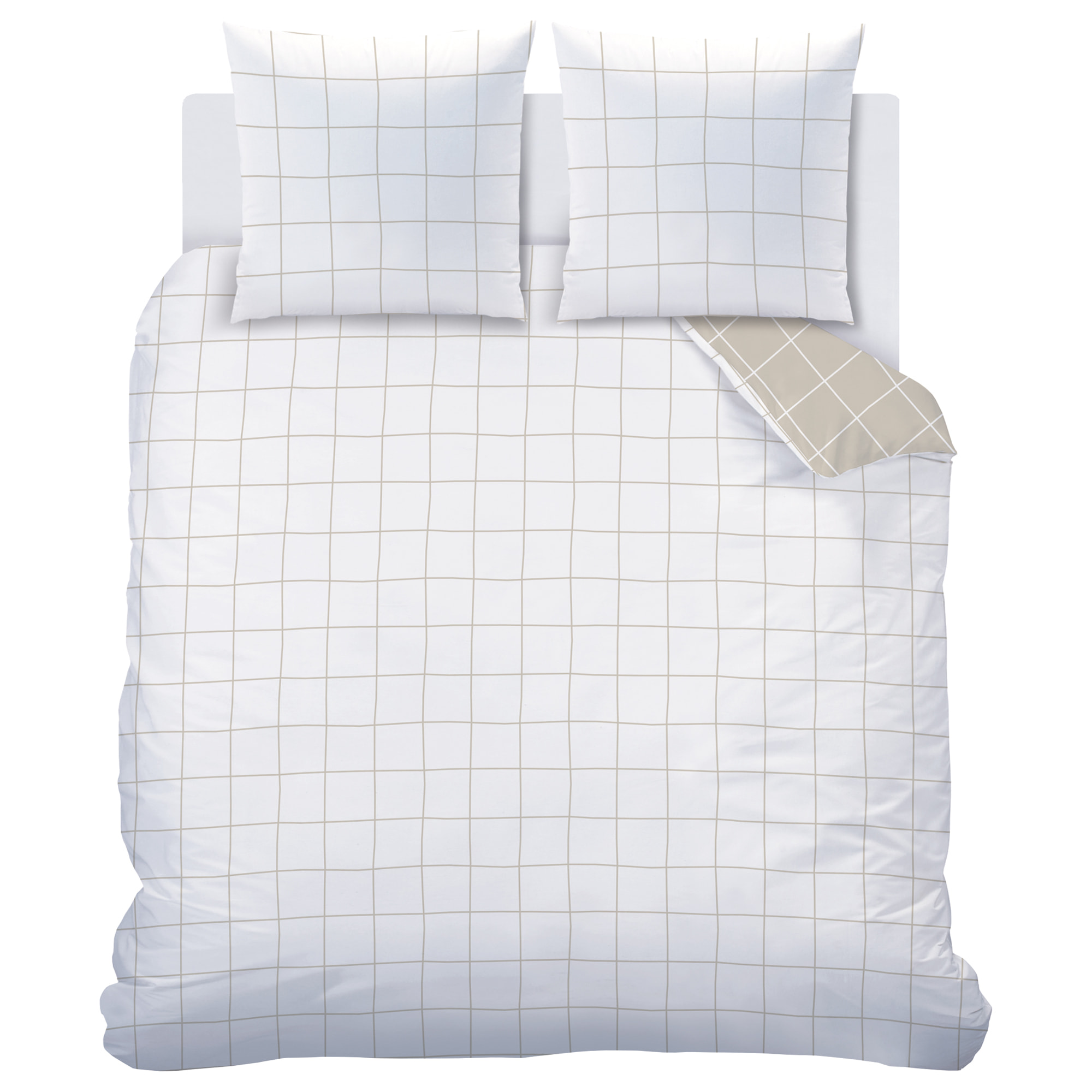 Parure de lit imprimée 100% coton, CHECKS