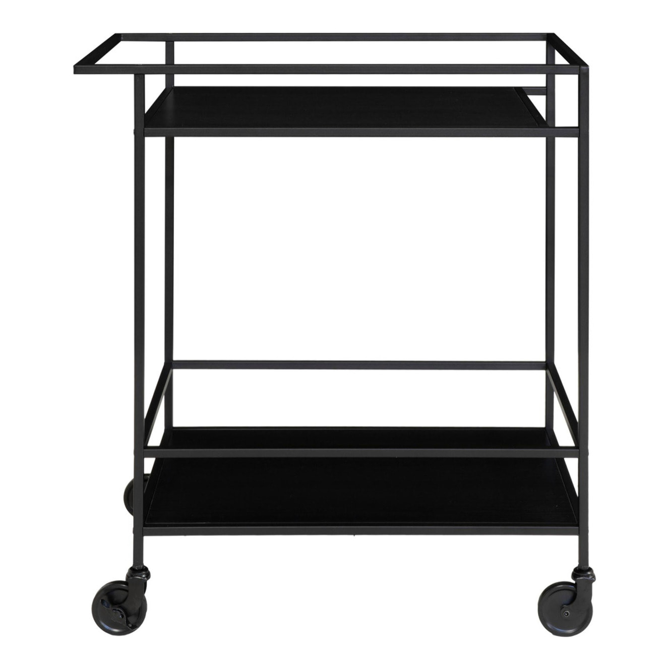 Carrello bar Vita a 2 ripiani in nero con struttura in acciaio, 68×40×79 cm