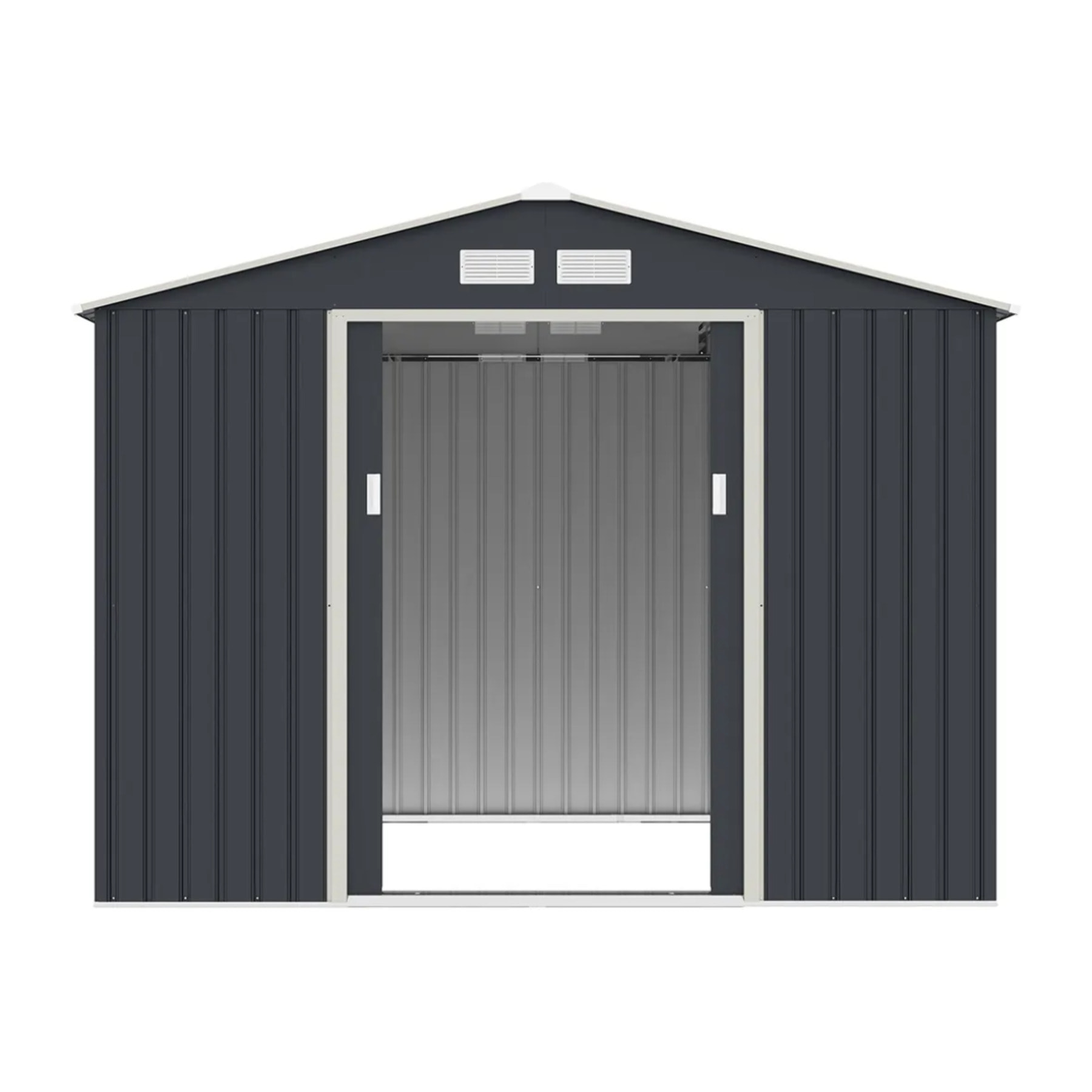 Abri de jardin métal anthracite 8,25 m² + kit d'ancrage