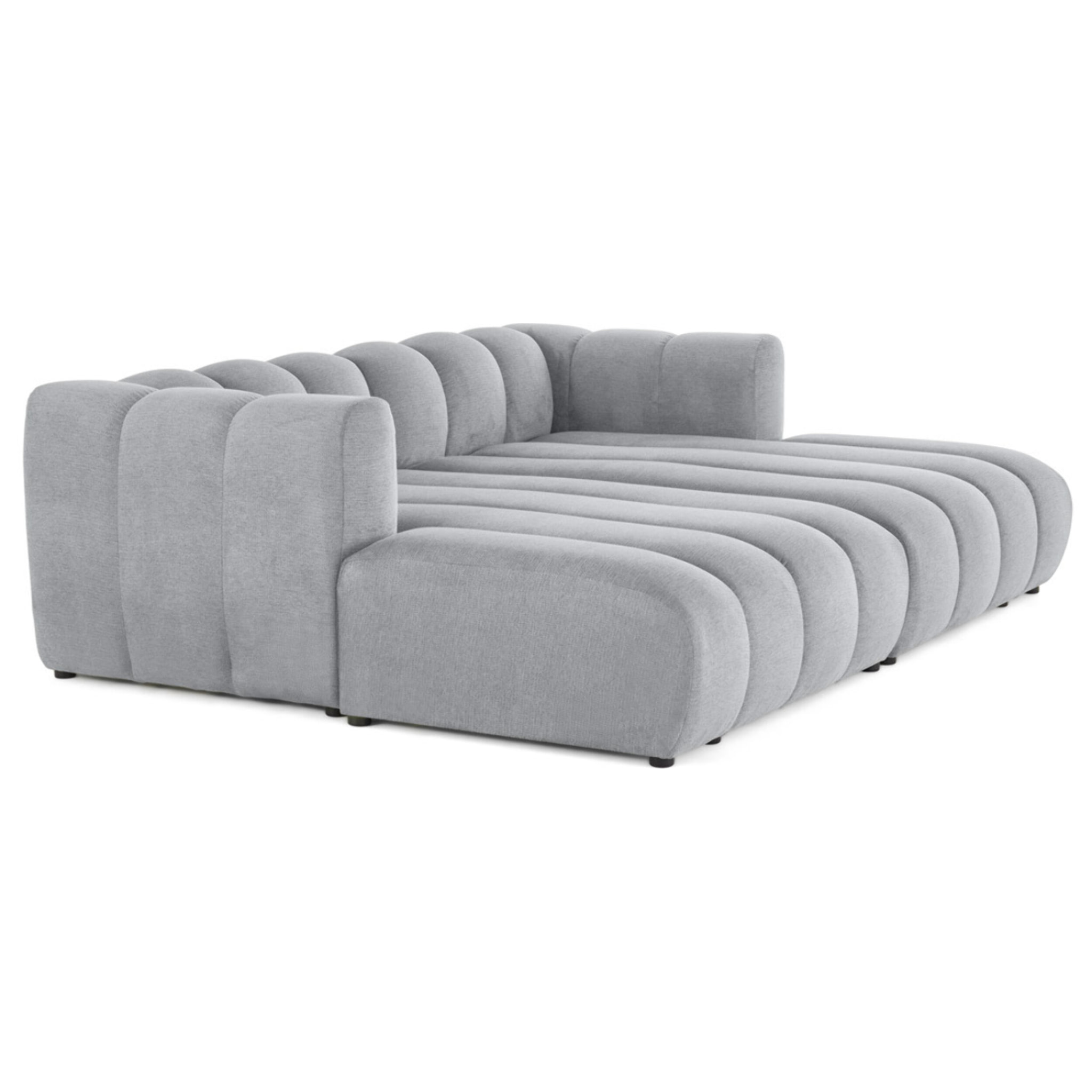 Debbie - canapé modulable droit 3 places avec double méridienne - assise profonde - en tissu texturé - Gris
