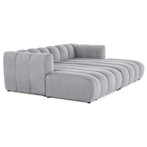 Debbie - canapé modulable droit 3 places avec double méridienne - assise profonde - en tissu texturé - Gris